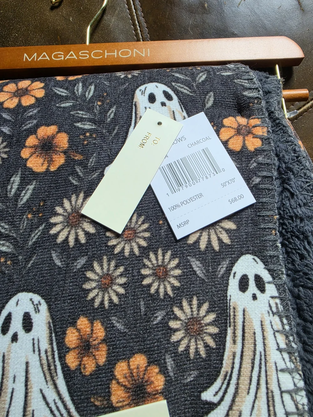 Magaschoni Cozy Plush Reversible Halloween Ghost Blanket NWT